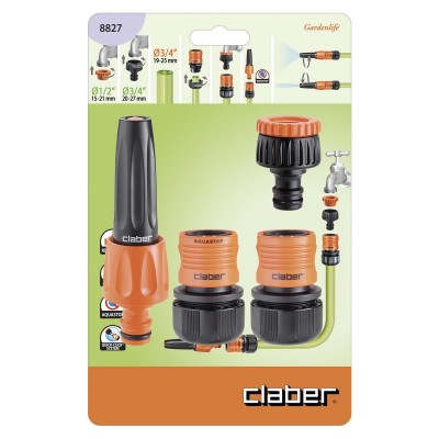 Claber tap fittings and 3/4 spray nozzle cod. 8827