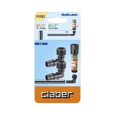 Claber elbow fitting 1/2 thread blister of 2 pieces cod. 91082