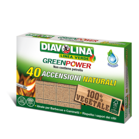 Diavolina green power natural fire lighter 40 ignitions pack of 6 pcs.