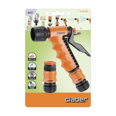 Claber 2-jet gun tap socket with reduction and aquastop fittings cod. 8551