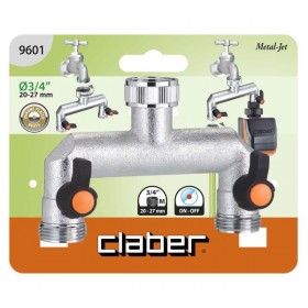 Claber 2-way threaded socket 3/4 M in brass cod. 9601