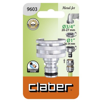 Claber presa rubinetto in ottone cromato da 1 con riduzione 3/4 cod. 9603