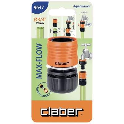 Racor Claber para accesorios caudal máximo 3/4 cod. 9647