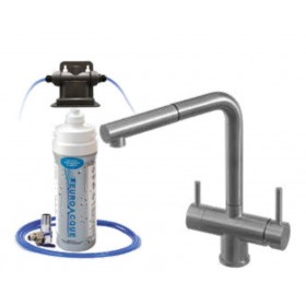 Euroacque kit microfiltrazione per acqua da bere doccetta estraibile mod. RIVER ARGENTO 3 VIE
