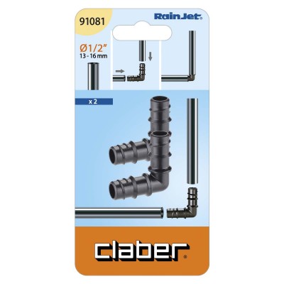 Claber 1/2 corner fitting blister of 2 pieces cod. 91081