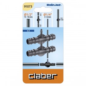 Claber-Anschluss für 1/2 - 1/4 Schlauch Blister mit 2 Stück Kabeljau. 91073