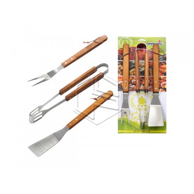 Ompagrill barbecue set 3 utensili inox cod.78924