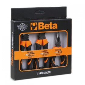 Beta Assortment Of 1 Universal Pliers, 1 Half-Round Long Nose Pliers And 1 Bimaterial Handle Nippers 1169GBM / D3