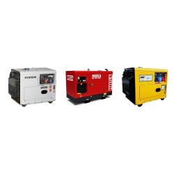Single-phase and three-phase generators. Diesel and petrol engines.